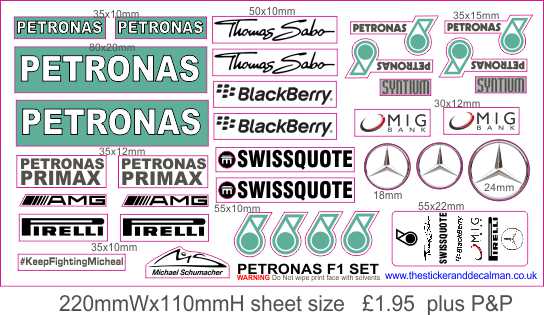 Full Colour High Quality Vinyl stickers and decals for rc bodies 1/12th kamtec shells etc